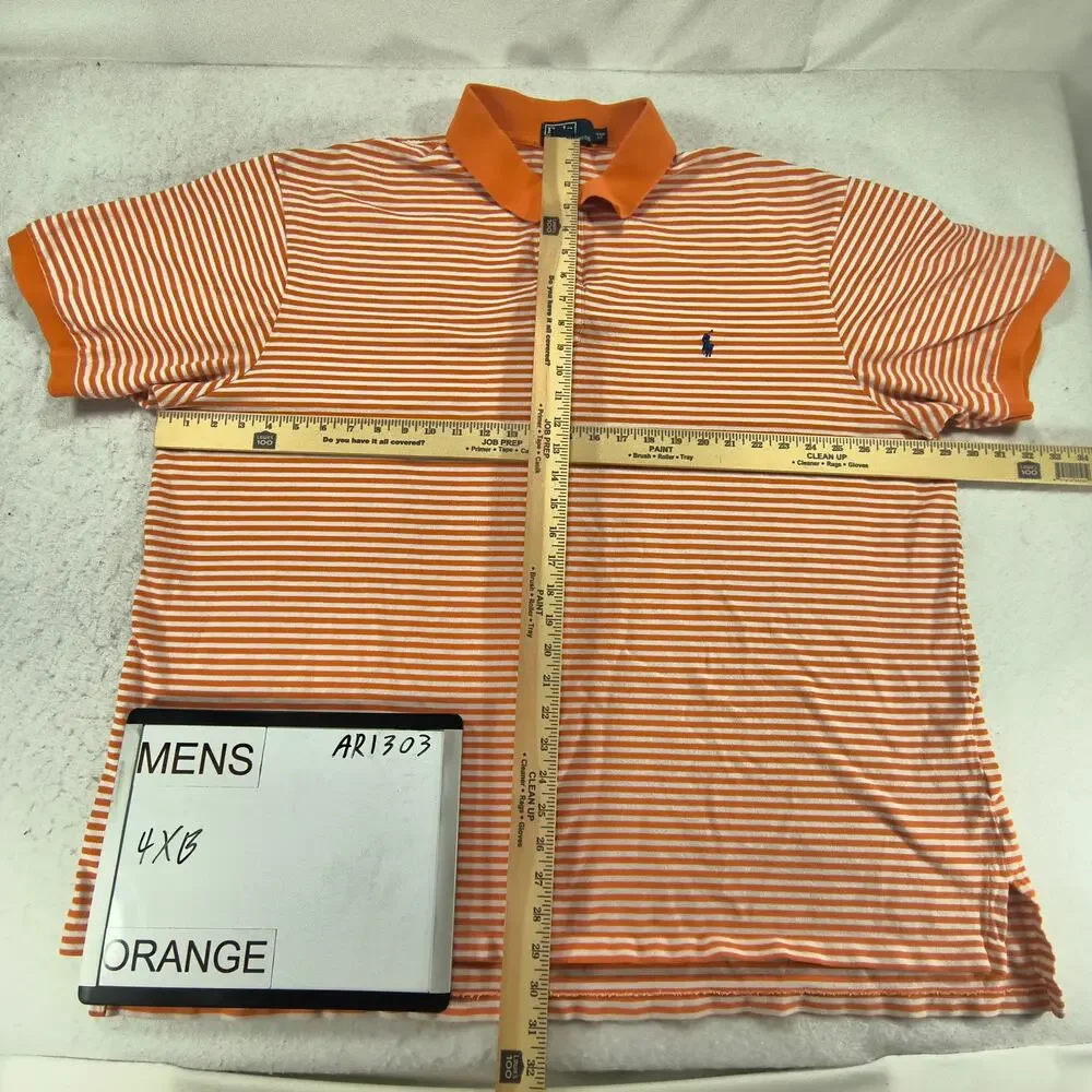 Polo by Ralph Lauren Collared Short Sleeve Polo Shirt Mens Size 4XB Orange White